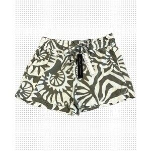 Nicole Miller New York Paper Bag Shorts 100% Lyocel Gray & White Size Large EUC